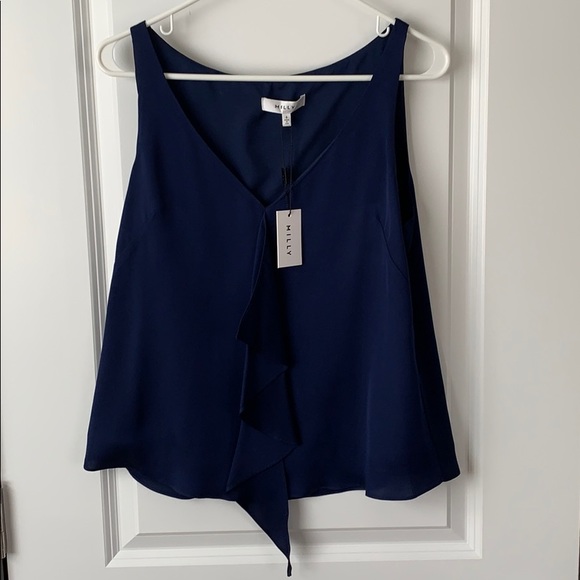 Milly size 6 navy silk blouse - Picture 1 of 7